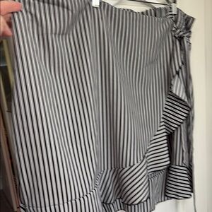 Striped Black and White Women's Skirt with ruffle and tye